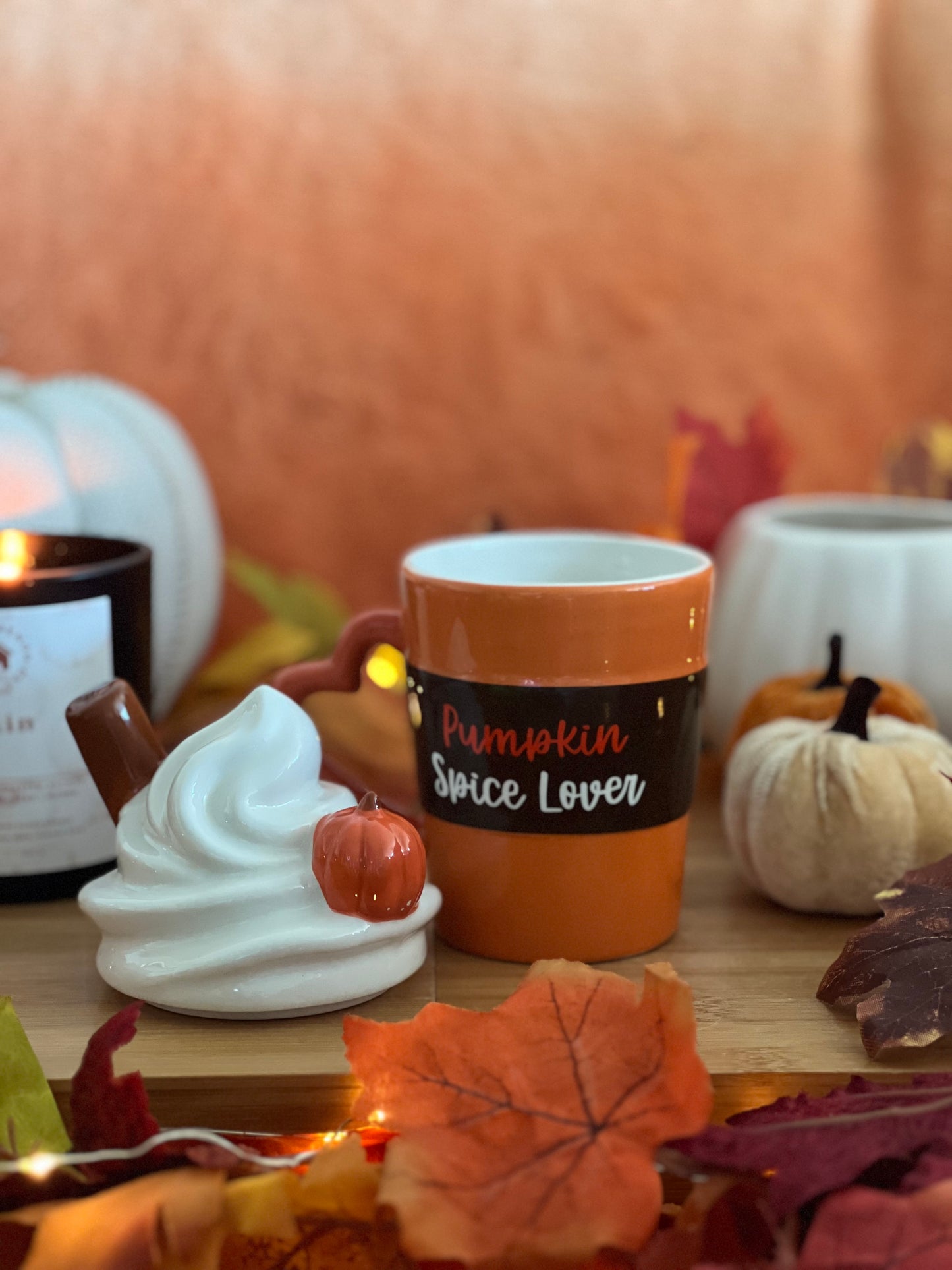Pumpkin Spice Latte Shaped Lidded Mug