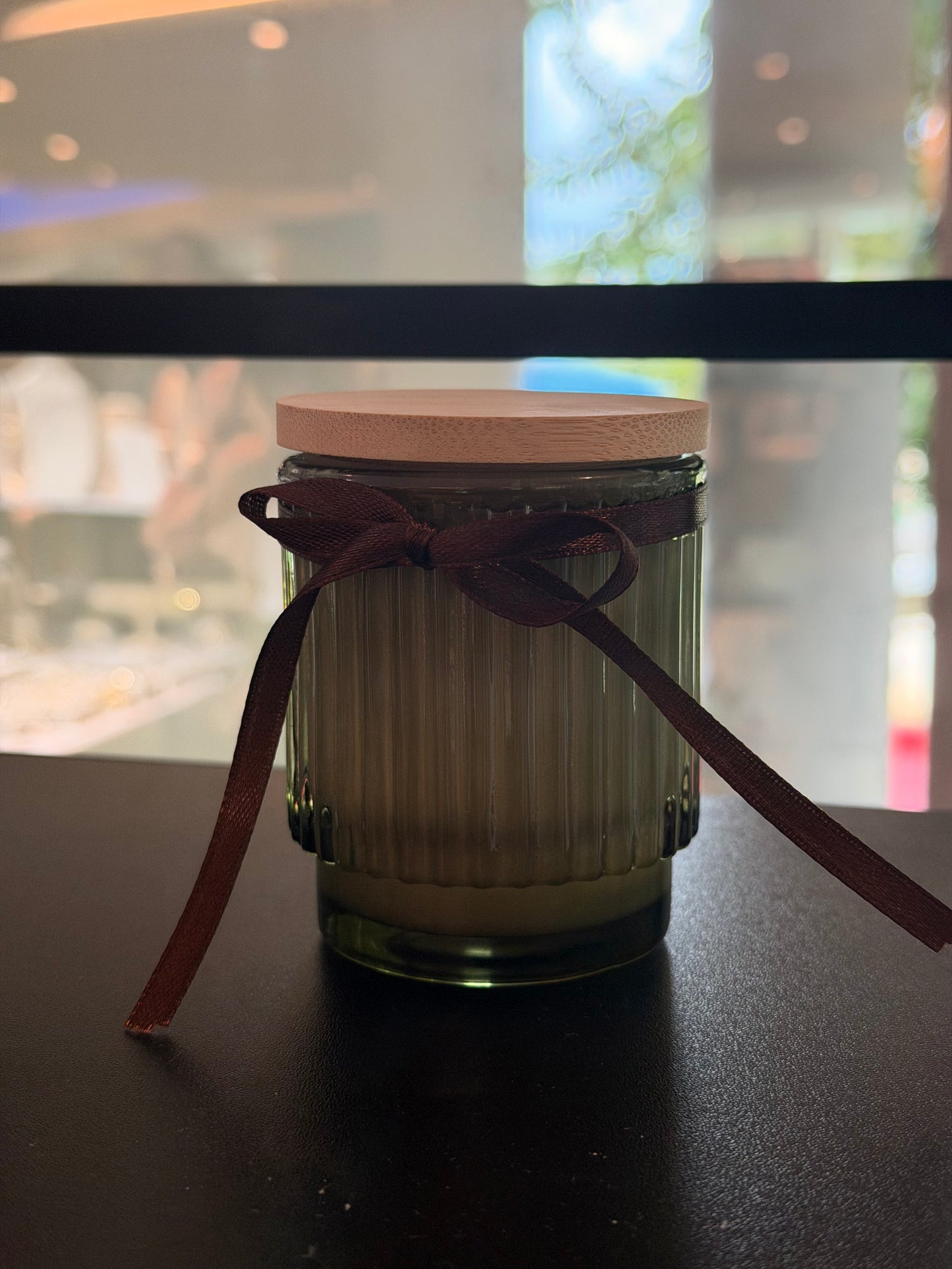 Green Ribbed Candle - Fraser Fir 5oz
