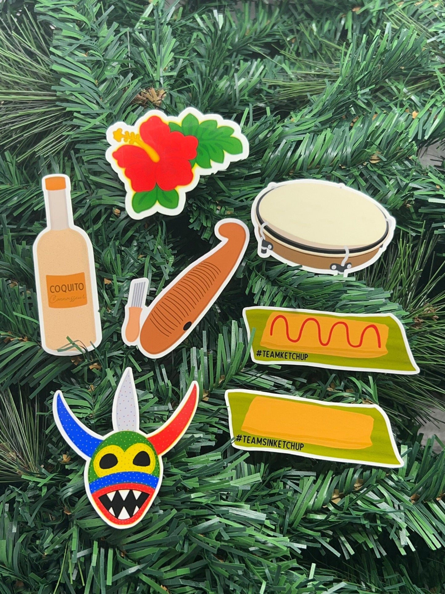 Puerto Rico Sticker Pack Waterproof | Individual Stickers or Full Pack | Coquito, Vejigangte, Güiro, Plenera, Pasteles, Amapola, Ketchup