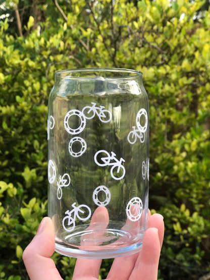 Bicycle and Chain Glass Can | 16 oz