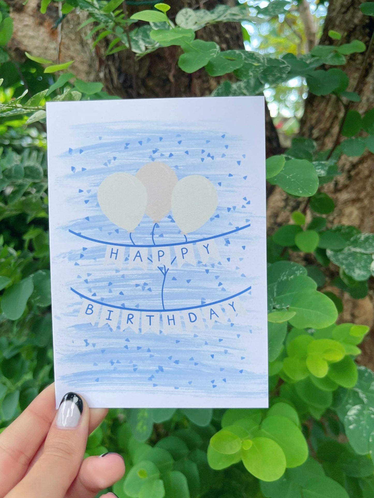 Blue Confetti “Happy Birthday” Greeting Card