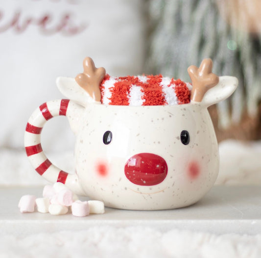 Rudolph Reindeer Mug and Sock Set