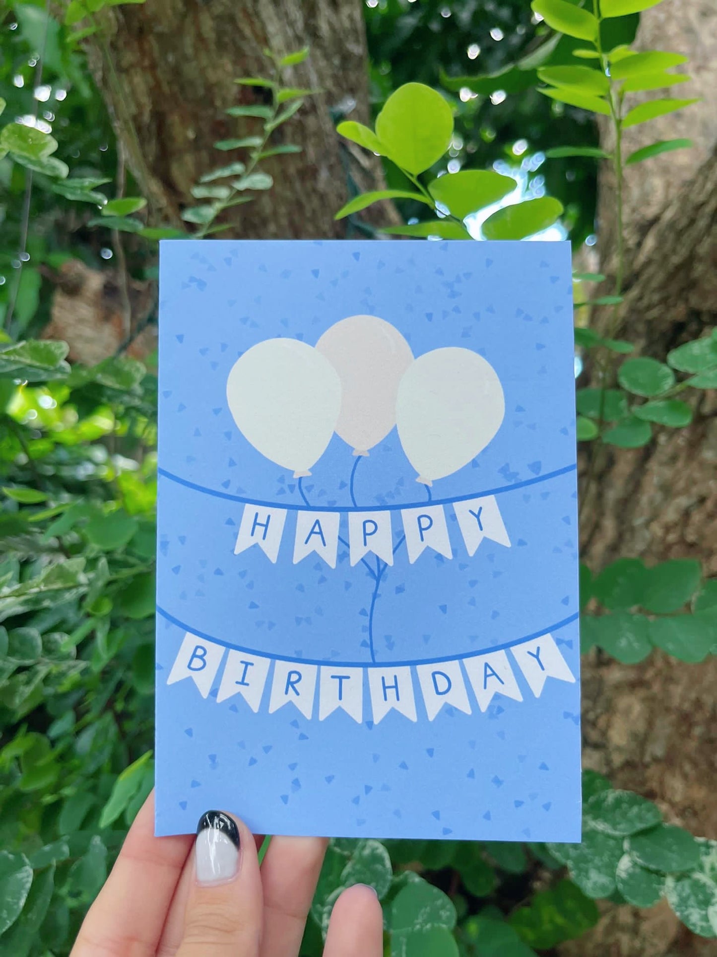 Blue Confetti “Happy Birthday” Greeting Card