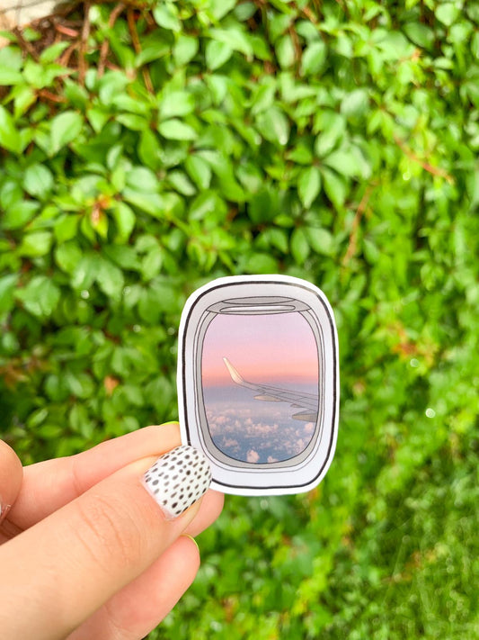 Sunset Airplane Window Waterproof Sticker