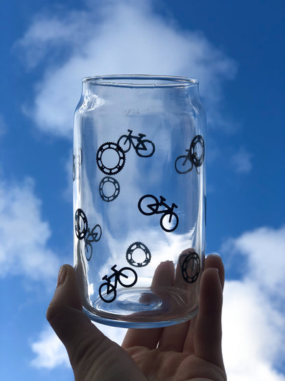 Bicycle and Chain Glass Can | 16 oz