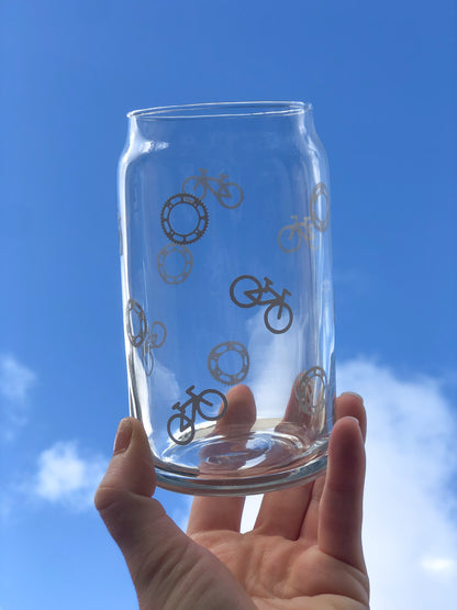 Bicycle and Chain Glass Can | 16 oz