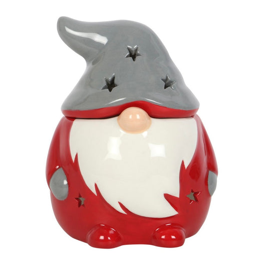 Red and Grey Gnome Wax Melt Burner