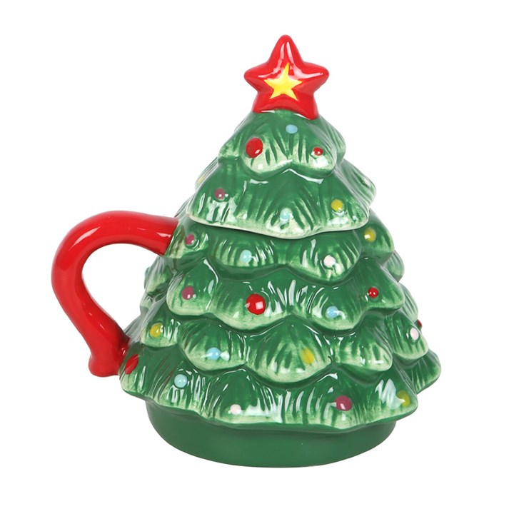 Vintage Christmas Tree Lidded Mug